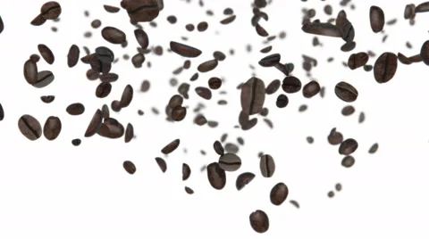 Coffee beans slow falling 3d animation Stock Footage 65822787