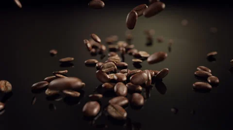 Coffee beans slow motion falling Stock Footage 38478318