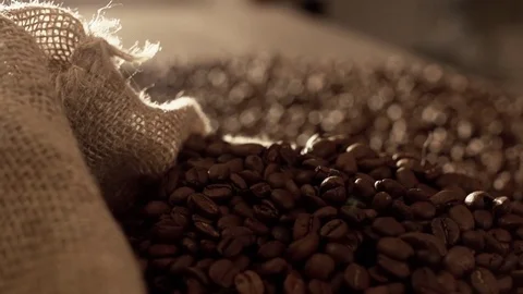 Coffee beans in slow motion Stock Footage 76051047