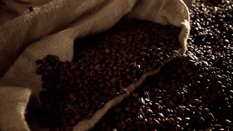 Coffee beans in slow motion Stock Footage 76051136