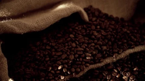 Coffee beans in slow motion Stock Footage 76051239