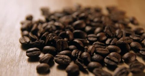 Coffee beans slow motion indoor Stock-Footage 121645767