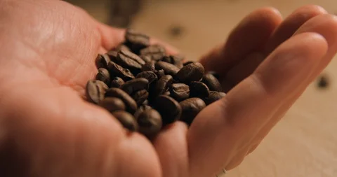 Coffee beans slow motion indoor Stock-Footage 121645904