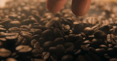 Coffee beans slow motion indoor Stock Footage 121647562