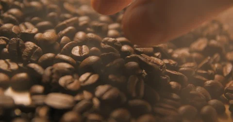 Coffee beans slow motion indoor Stock Footage 121647770