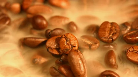 Coffee beans with smoke macro Stock Footage 57476862