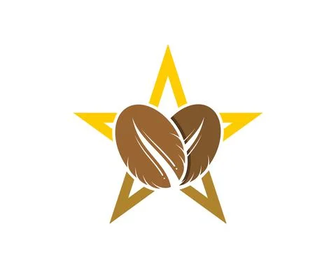 Coffee beans in the star shape logo Illustrazione stock