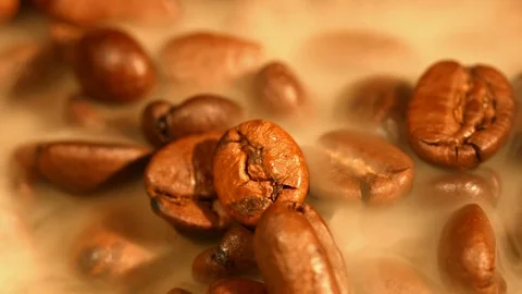 Coffee beans with steam Stock Footage 69912824