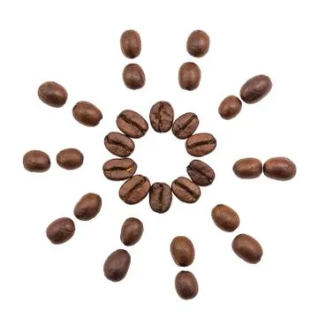 Coffee beans sun shape Stock Photos