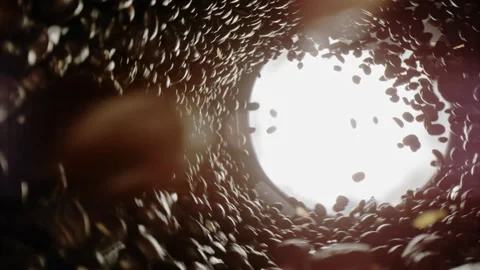 Coffee Beans Swirl In A Cylinder Stock Footage 254998767