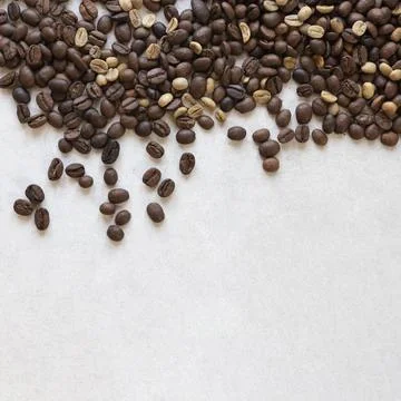 Coffee beans table Stock Photos