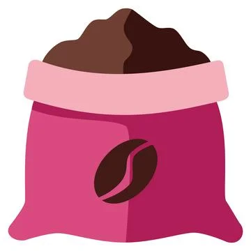 Coffee beans textile bag flat vector icon Stock Illustration