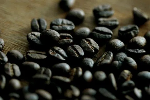 Coffee beans texture background close up Stock Photos