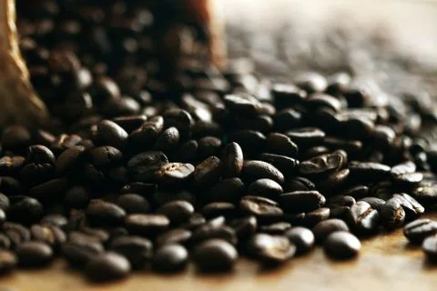 Coffee beans texture background close up Stock Photos
