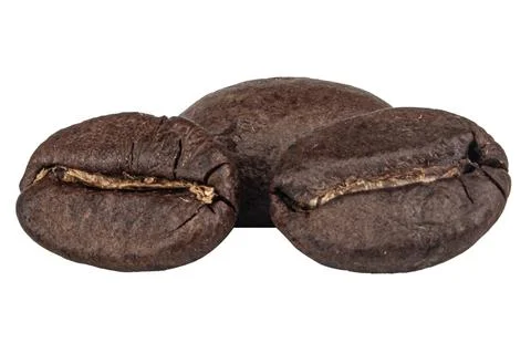 Coffee beans three isolated on white background 库存照片