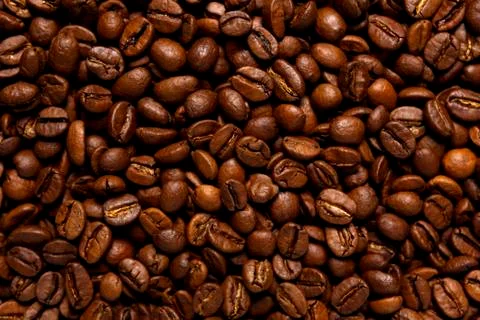 Coffee beans top view. Background Stock Photos