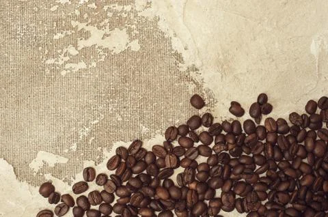 Coffee beans on top view background Foto stock