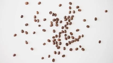 Coffee beans top view,isolate,on a white background,coffee bean grains. Stock Photos