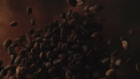 Coffee beans tossed up, macro shot 库存影片 168537549