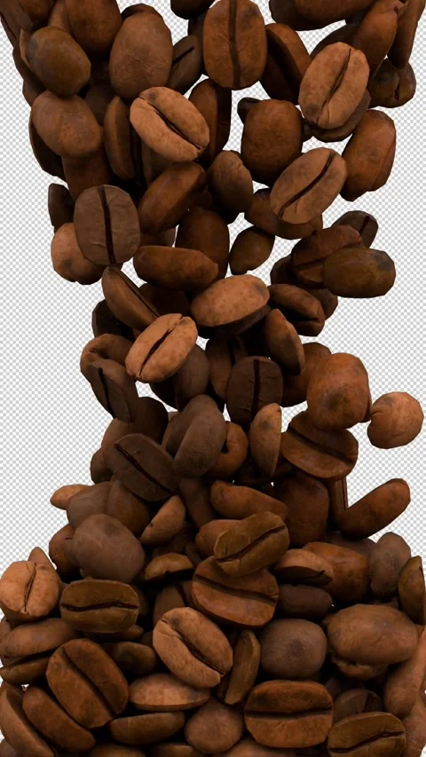 Coffee beans transition – 3d render with alpha channel. Stock Footage 276353103