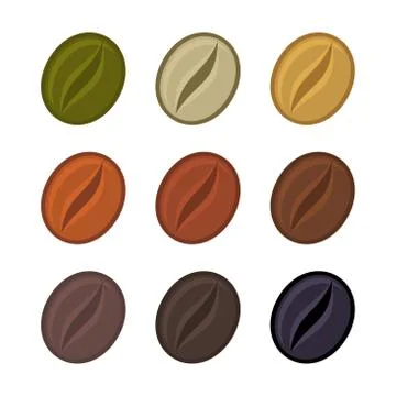 Coffee Beans Various Stages of Roasting Set. Vector イラスト素材
