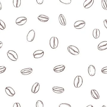 Coffee  beans. Vector  pattern Stock Illustration