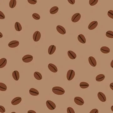 Coffee beans vector seamless pattern illustration. Tonal brown roasted coff.. Ilustração Stock