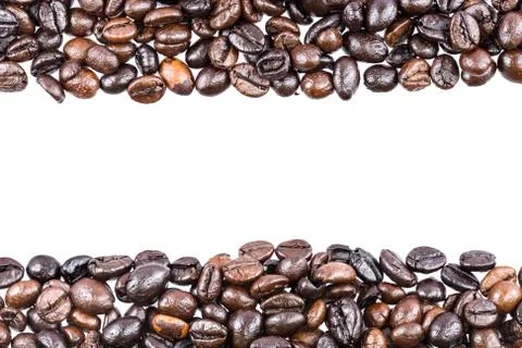 Coffee beans on white background and texture Stock Photos