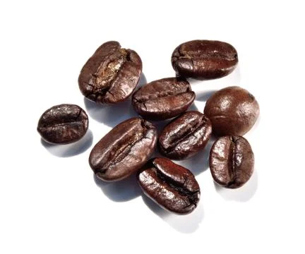 Coffee beans on white background Stock Photos