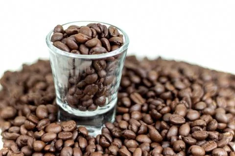 Coffee beans white background. Stock Photos