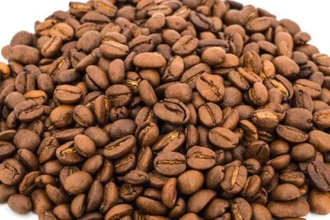 Coffee Beans on White Background Stock Photos