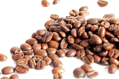 Coffee beans on a white background Stock Photos