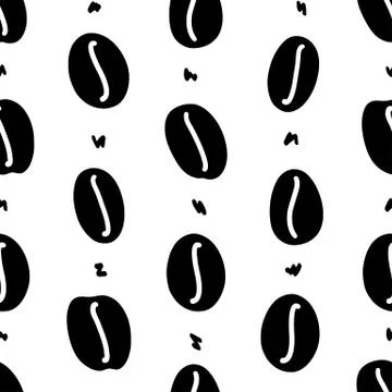 Coffee beans on white background. Seamless pattern. Stock Illustration