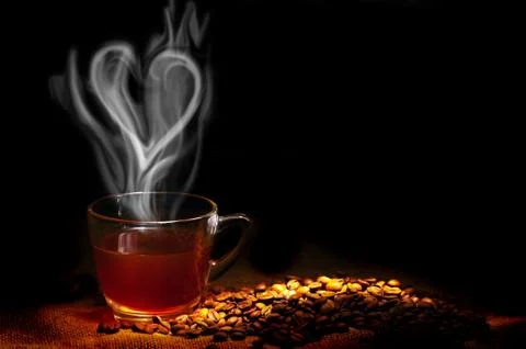 Coffee beans with white cup Foto stock