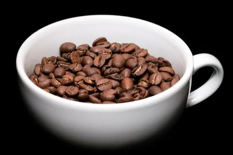 Coffee beans in white cup Stock-Fotos