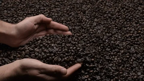 Coffee beans in your hands Stock Footage 120757745