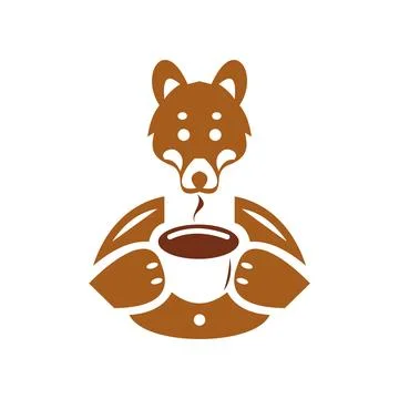 Coffee bear icon logo design template Stock Illustration