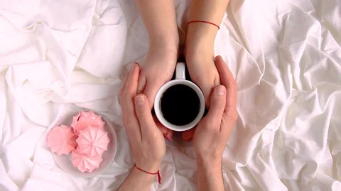 Coffee in bed. Selective focus. Stock Footage 87997055