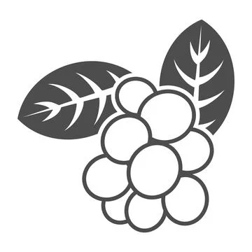 Coffee berry with leafs solid icon, catering business concept, coffee fruit Stock Illustration