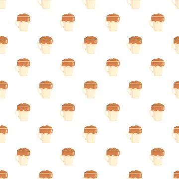 Coffee beverage cups seamless pattern on white background Stock Illustration