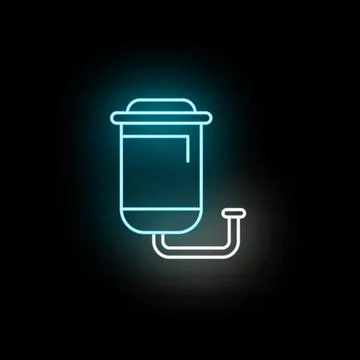 Coffee beverage dispenser machine neon icon sign Stock Illustration