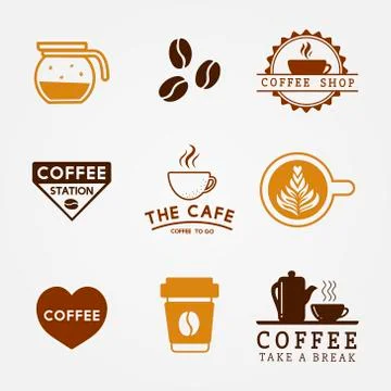 Coffee beverage logo set design Stock Illustration