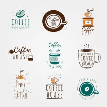 Coffee beverage logo set design Stock Illustration
