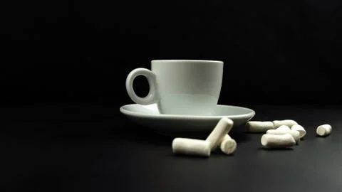 Coffee on black background Stock Photos