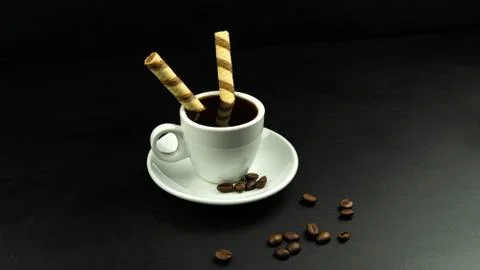 Coffee on black background Foto stock
