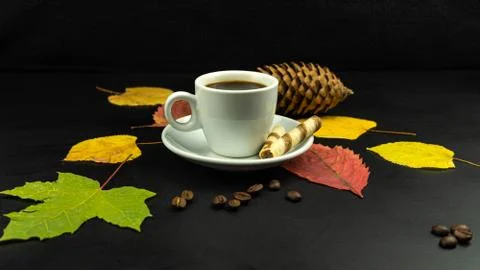 Coffee on black background Foto stock