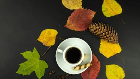 Coffee on black background Stock Photos