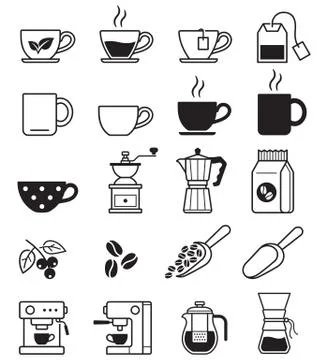Coffee black icons. Vector illustrations. Stock-Illustration