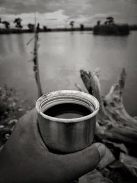 Coffee black in white Stock Photos