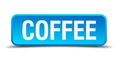 Coffee blue 3d realistic square isolated button Illustrazione stock